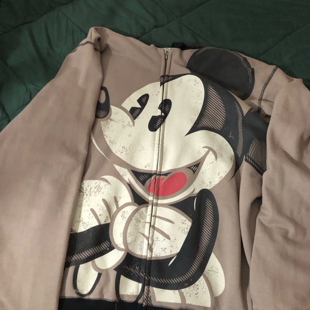 Disney Mickey Mouse Beige and Black Zip-Up Jacket